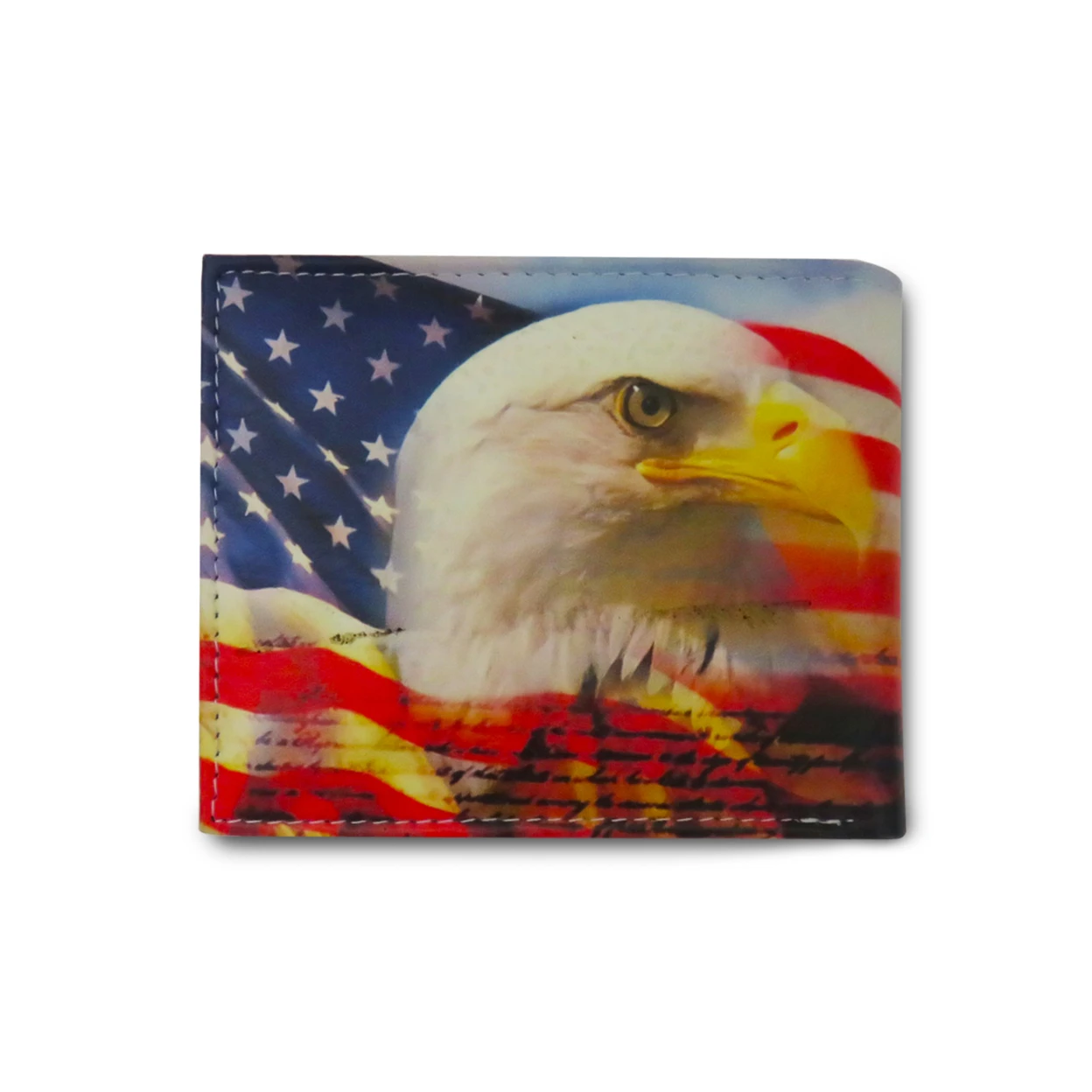 AFONiE Handcrafted USA Eagle Print Leather Bi-fold Wallet (1)