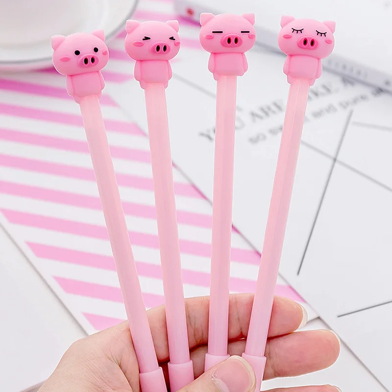 

24 Pcs Cute Cartoon Pink Piglet Neutral Pen Girl Heart Student Supplies Black Ink Pen Signature Pen Office Stationery Kawaii