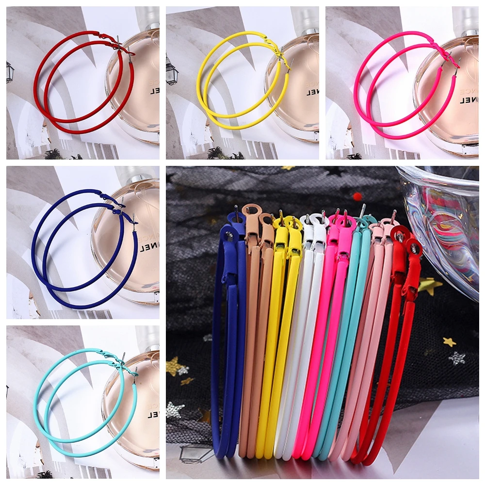 

9 Colour Punk Big Size Hoop Earrings Trendy Party 2019 Round Circle Earring Ear Loop New Exaggerated Fashion Jewelry for Women