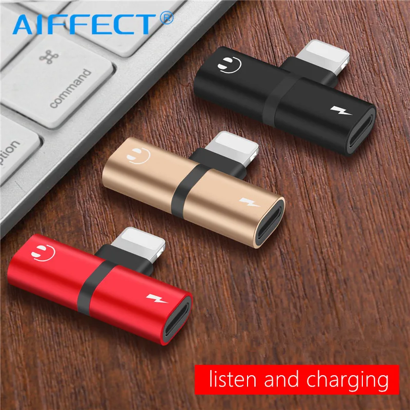 AIFFECT Mobile phone 2 in 1 Splitter For Lightning Audio Charging Adapter For iPhone 7 8 PlusX Headphone Splitter Adapter Converter 01