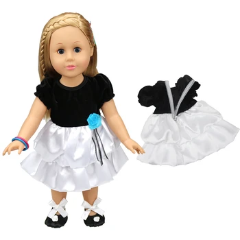 

Baby doll clothes for 43-45cm toy new born doll and american doll White and Black dress evening dress princess dress