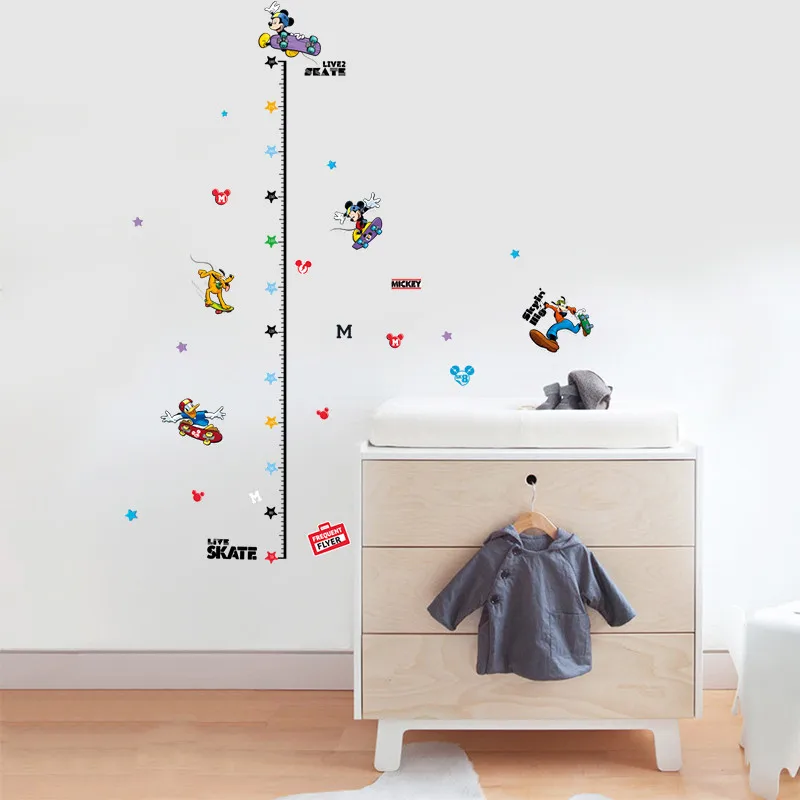 الكرتون ميكي سكيت قياس الطول ملصقات الحائط ل غرف أطفال الحضانة ديكور غرفة الأطفال جدار صائق الفن جدارية