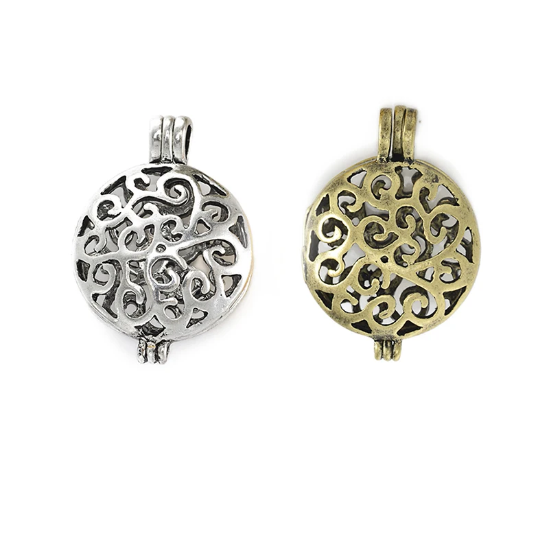 

10Pcs Antique Silver Hollow Cage Locket Diffuser Pndants For DIY Lantern Pearl Essential Oil Jewelry