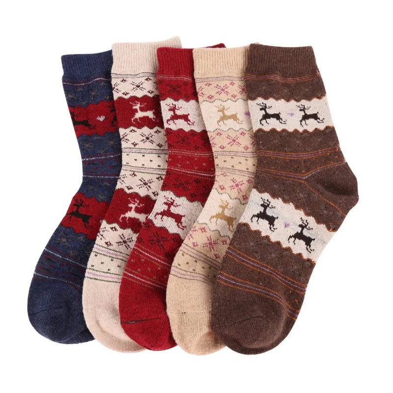 Cristmas Deer Printed Socks Festival Style Unisex Woolen Soft Moisture Wicking Hosiery Christmas Footwear |
