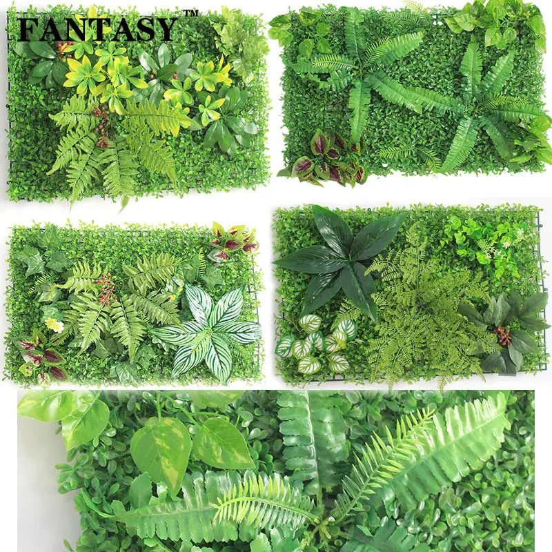 

40x60cm Artificial Grass Mat Fake Plant Wall Plastic Grass Lawn False Leafs Landscape Wall Green Plant Carpet Wedding Home Decor