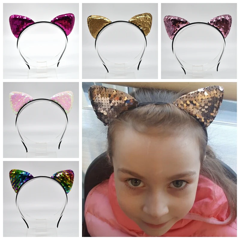 

Hair Accessories Ear Headband Hair Band For Women Sequin Bow Girls Headbands Birthday Party Hairband accessoires for hair