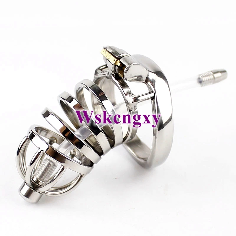 NEW Male Chastity Device Penis Lock With arc-shaped Cock Ring Urethral Catheter BDSM Sex Toys Stainless Steel Chastity Belt NEW Male Chastity Device Penis Lock With arc-shaped Cock Ring Urethral Catheter BDSM Sex Toys Stainless Steel Chastity Belt