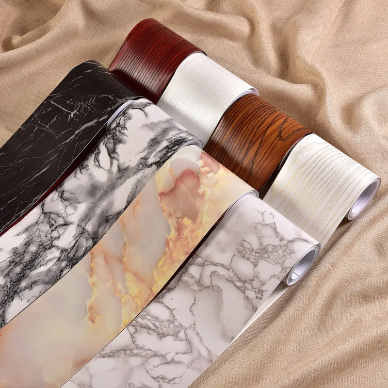 

Waterproof Waist Line Self-Adhesive PVC Wallpaper Borders Living Room Bathroom Kitchen Tiles Baseboard Wall Stickers Home Decor