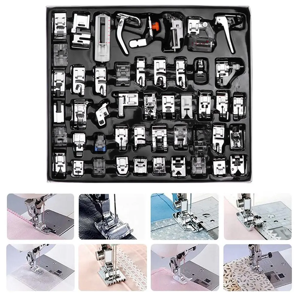 

48 Pcs Domestic Sewing Machine Presser Foot Feet Set Professional Hem Foot Spare Parts Accessories