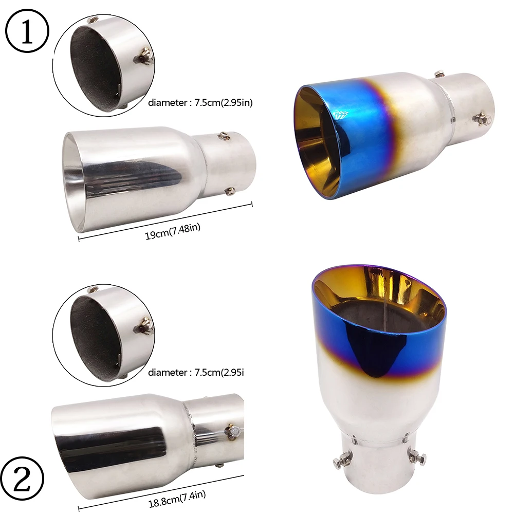 Universal Chrome Stainless Steel Car Exhaust Muffler Tip pipe For