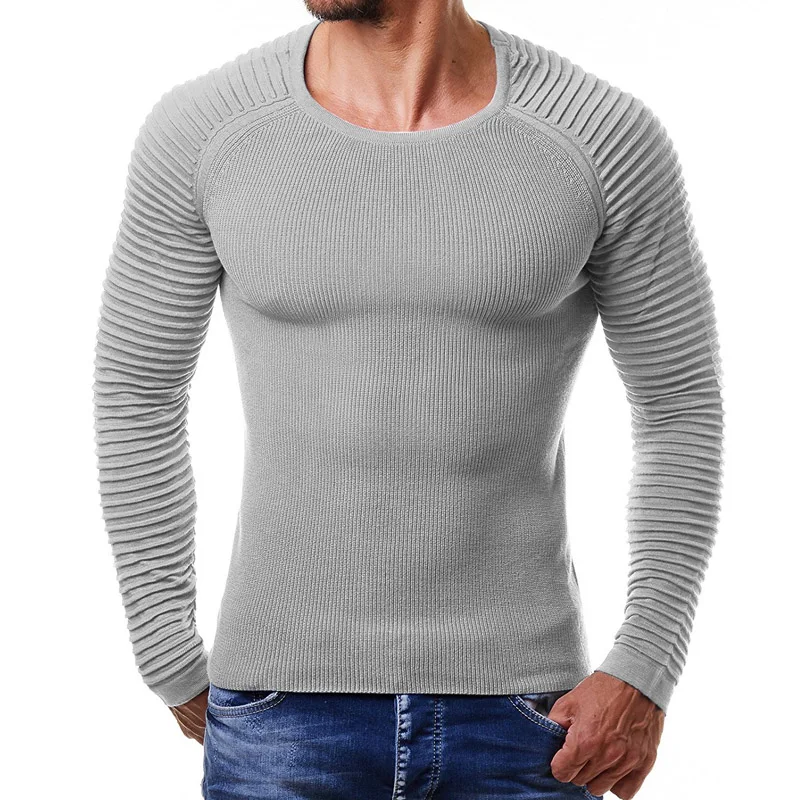 Мужской свитер, новый зимний Повседневный облегающий пуловер для фитнеса, облегающий круглый чокер на руку, мужской классический