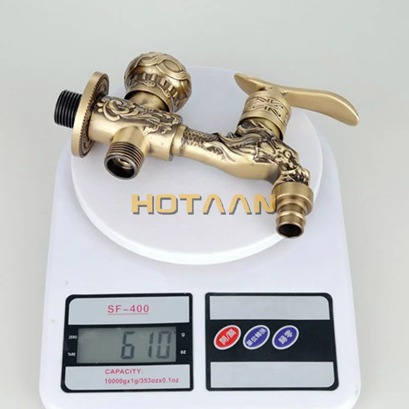 Long garden double use Bibcock faucet tap crane Antique Brass Finish Wall Mount Washing Machine Water Faucet Taps YT-5166