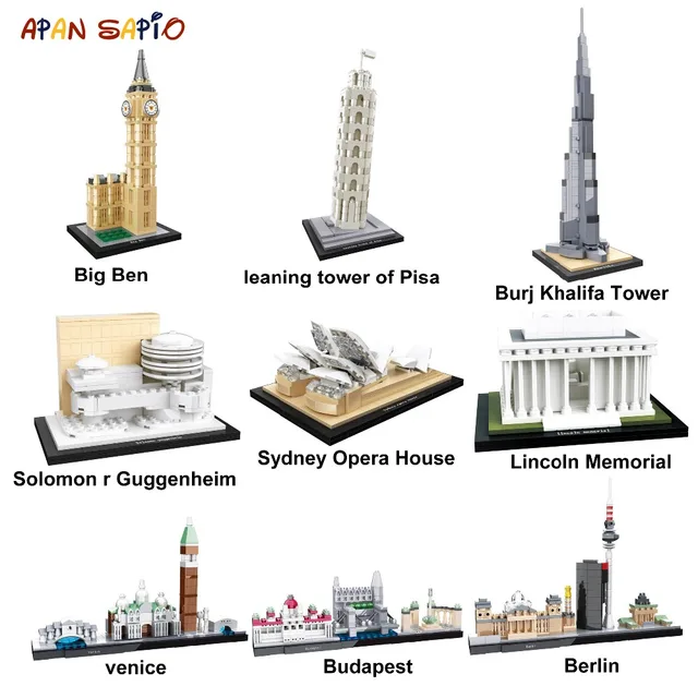 Famous Architecture Building Blocks Model World Classic