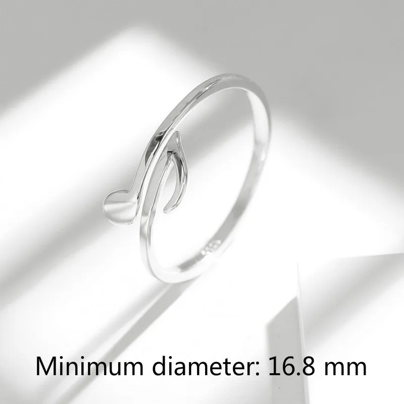 Женское Открытое кольцо с музыкальной нотой из серебра 100% пробы|open ring|brand rings for