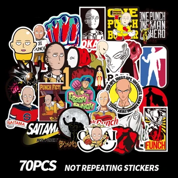 

70Pcs Anime ONE PUNCH-MAN Saitama Stickers For Notebook PC Skateboard Bicycle Car Motorcycle DIY Waterproof Toy Sticker F4