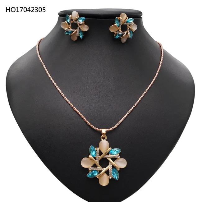 

YULAILI Fashion Jewelry Sets for Women Water Drop Necklace Pendant Earrings Statement Bridal Wedding Party Gift