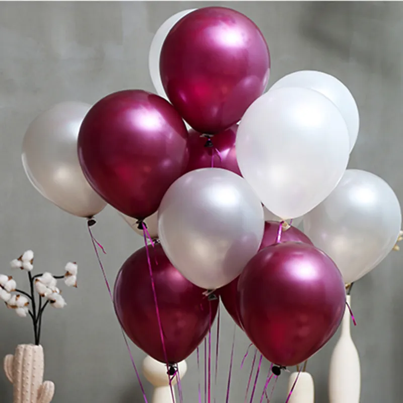 50pcs Pearl Wine Red Latex Balloons Wine Red Wedding Birthday Party Decoration Wedding Decoration Party Inflatable Globos Balls