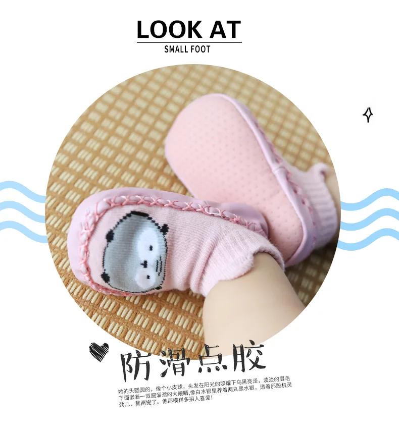 Новинка весны и осень детская мультяшная обувь носки для малышей на нескользящей подошве 0-3 лет хлопок детские носки-тапочки