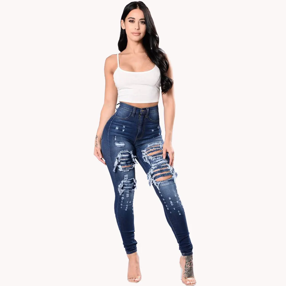 Light Blue Retro Jeans Hole Ripped Trousers Stretch Tight Jeans Womens Denim Pants Girls Female High Waist Jeans Light Blue Retro Jeans Hole Ripped Trousers Stretch Tight Jeans Womens Denim Pants Girls Female High Waist Jeans