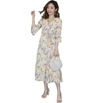 

Plus Size Dress For Pregnant Women New Summer Chiffon Maternity Dresses Korean Fashion Breastfeeding Dresses