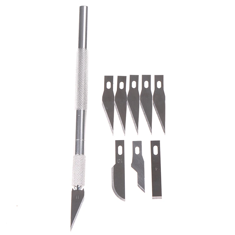

1 Set 9 Blades Craft Artwork Cutting Stencil Scoring Hobby Chiseling Model Repairing Sculpture Scalpel Knife DIY Carving Knife