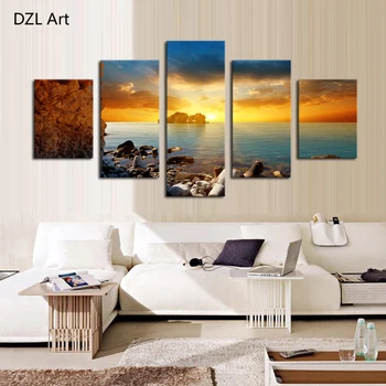 

5 Panels(No Frame) ocean and stone Picture Modern Wall Decor Print on Canvas Oil Painting Canvas Painting for Christmas Gift