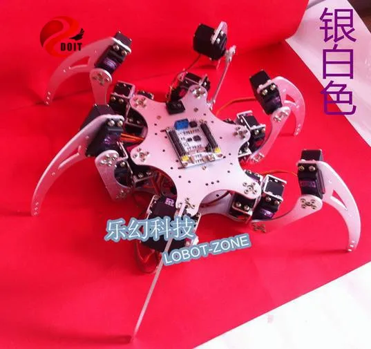 

Official DOIT Spider-Man Silvery White Six-legged Robot 6 Foot Robots Spiders Robot Aluminum Alloy Structure Biomimetic Robot
