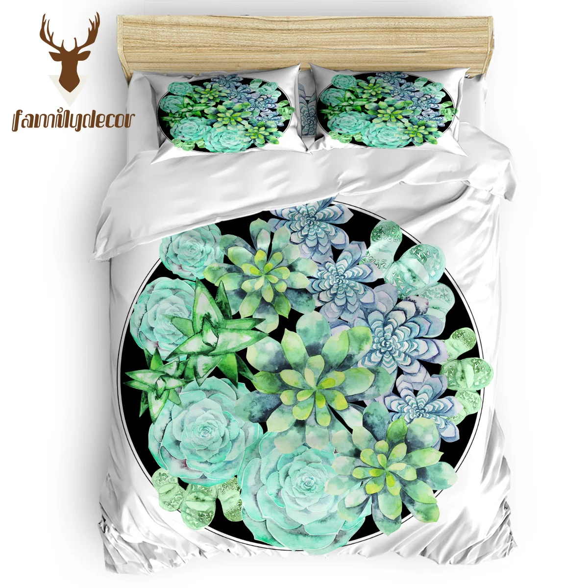 

FamilyDecor Green Plant Flower Bedding Set Luxury Comforter Bedding Sets 3D King Size Red Blue Cotton DHL Free Shipping