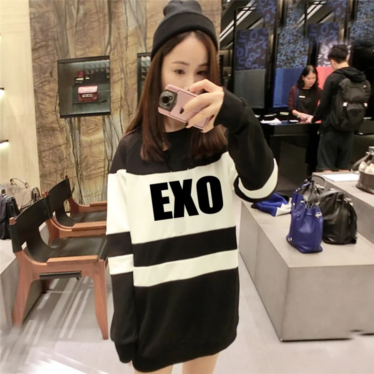 Kpop exo terra Sehun Xiumin kar Baekhyun label Женская толстовка с принтом k pop Топы осень зима harajuku