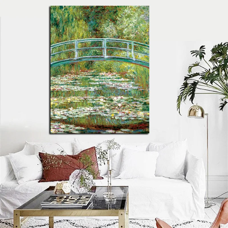 

Print Claude Monet Water Lilies and Japanese Bride Oil Painting on Canvas Art Poster Wall Picture Impressionist for Living Room