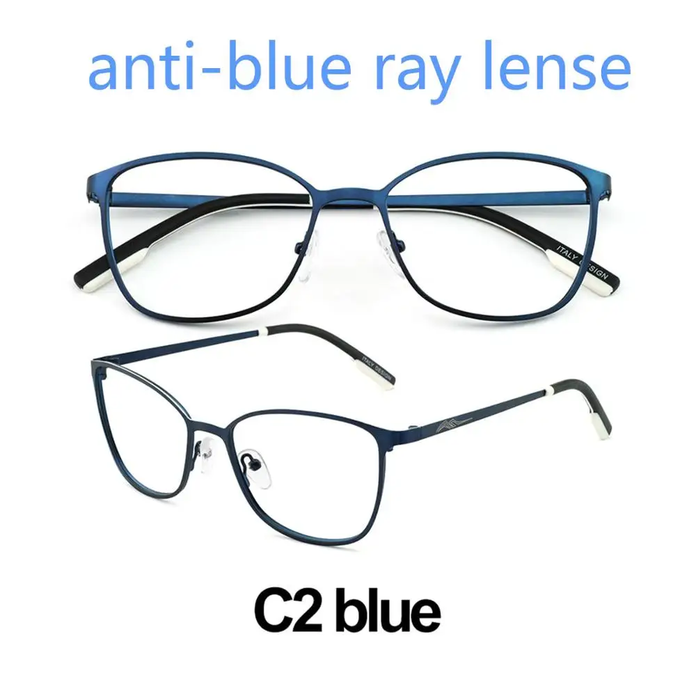Оправа для очков OCCI CHIARI в стиле пэчворк, Женские оправы, анти-синий светильник, очки против усталости, ультра-светильник, металлическая оправа ARNO - Цвет оправы: C2A blue