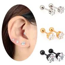 Звезда с украшением в виде кристаллов серьги, Надеваемые На Ушной Хрящ Пирсинг уха DIY Топ ювелирное изделие для тела, медицинская титановая сталь циркон серьги Размеры 3/4/5/6 мм
