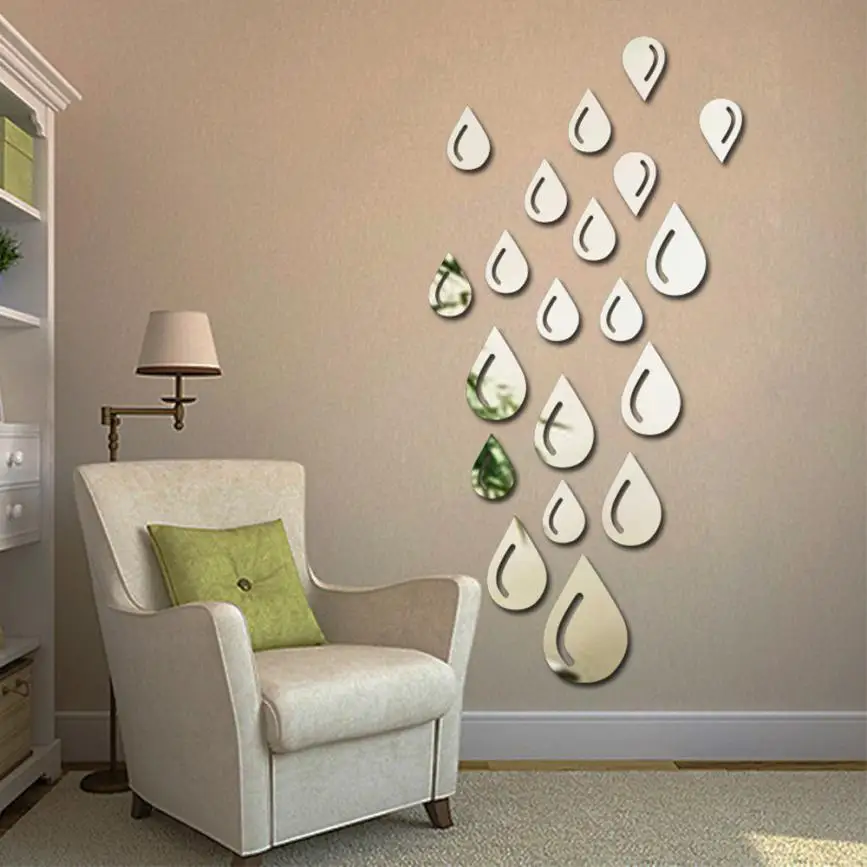 Water Drop Mirror surface Wall Sticker Raindrop Removable DIY Acrylic