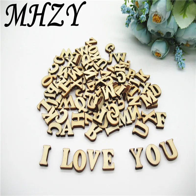 

50/100pcs 26 letters 15mm Natural letters pattern pattern wood Scrapbooking Handmade Carft for Home decoration diy Q15