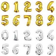 16 inch Gold Silver Number Foil Balloons Digit Helium Balloon birthday party decorations kids wedding Theme