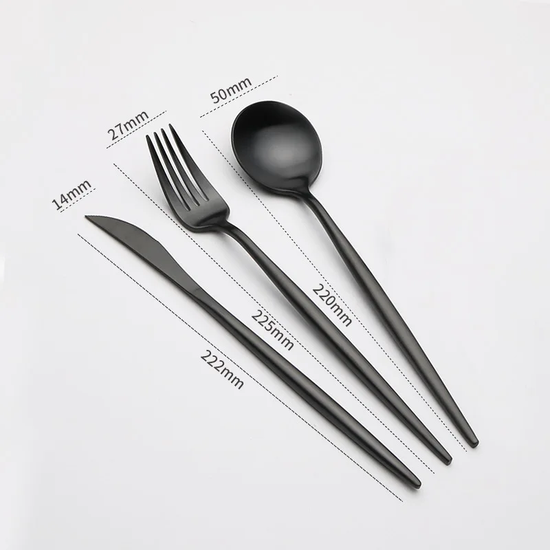 Hot Sale Matte Black Cutlery Set Silverware Set 304 Stainless Steel Dinnerware Set Spoons Forks and Knives Drop Shipping