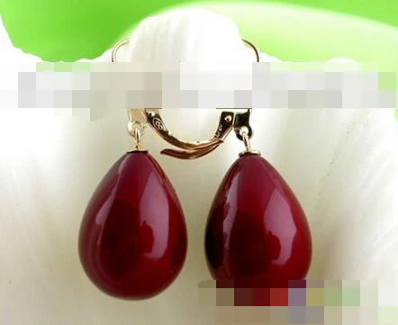 

1545 red seashell drip pearl dangle earring