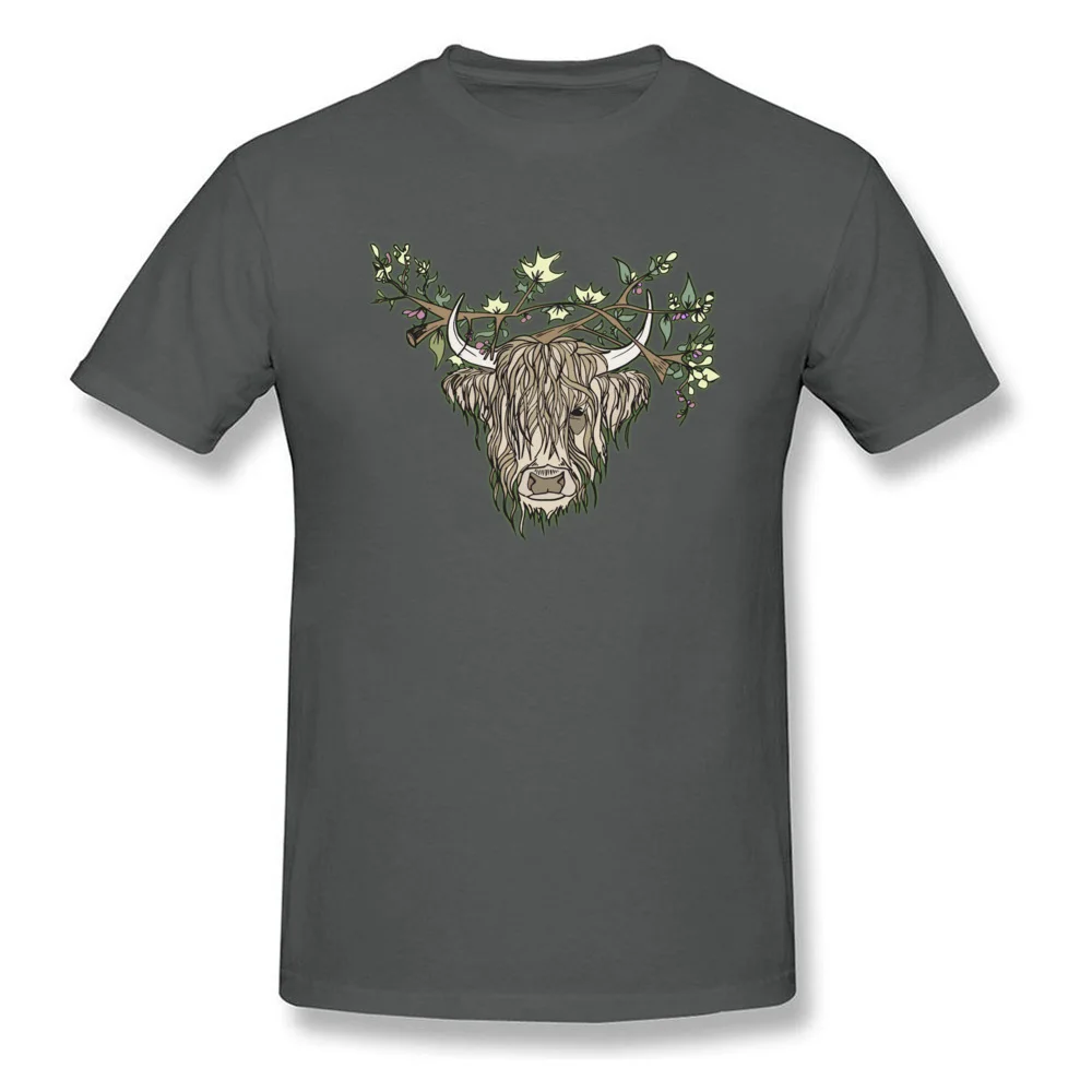 Scottish cow Normal T Shirt for Male 100% Cotton Fall Tees Fitness Tight T-shirts Short Sleeve Prevalent O-Neck Scottish cow carbon