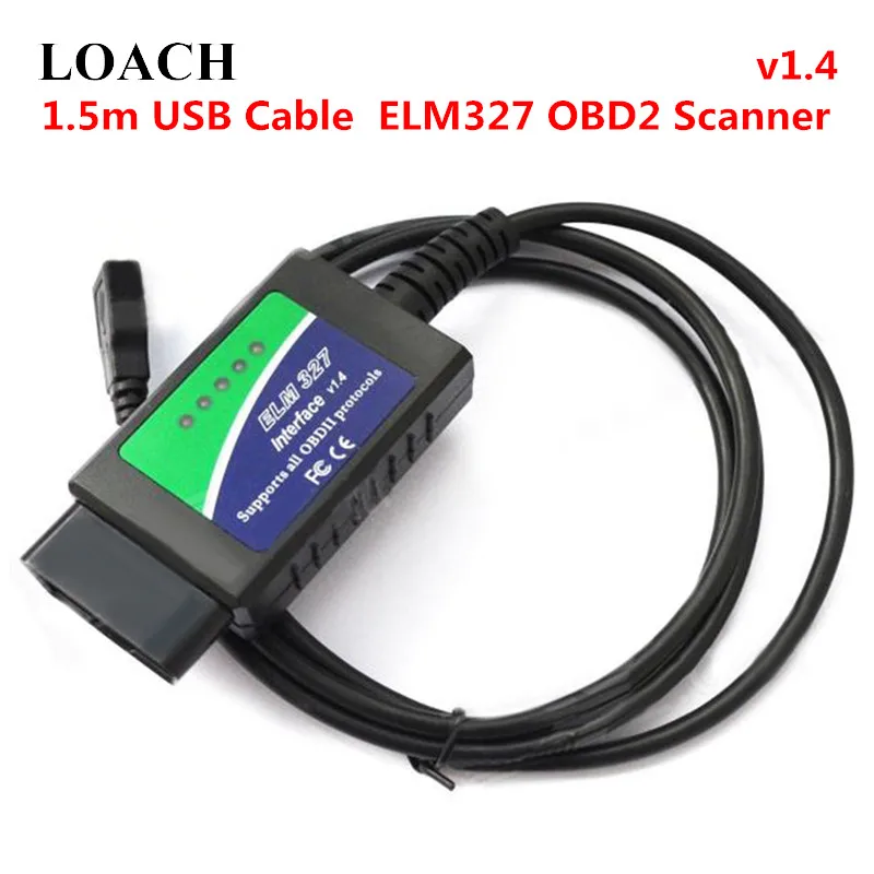 

V1.4 1.5m USB Cable ELM327 OBD2 Scan Tool Car Diagnostics Tools Smart Intelligent OBD 2 II Scanner Interface for Notebook PC New