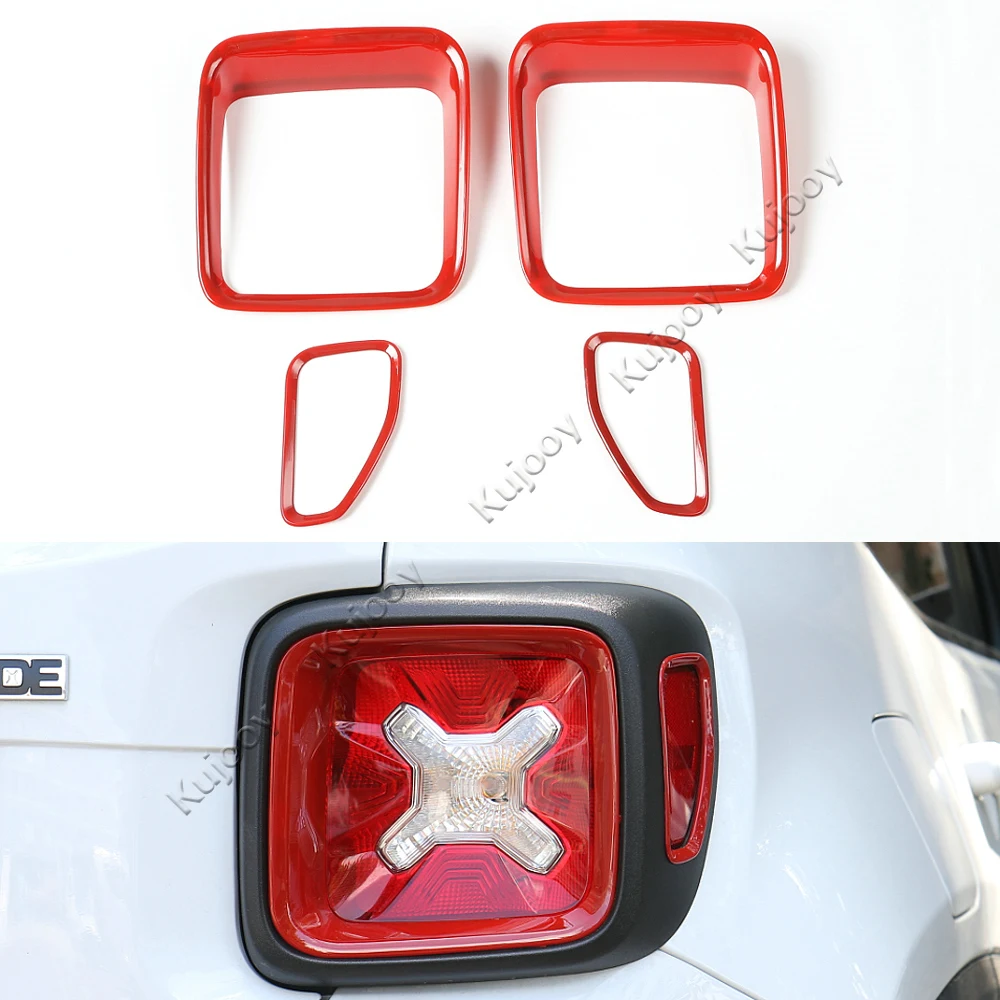 Nuevas piezas exteriores 4 piezas ABS rojo/cromo/Negro cubierta trasera de la lámpara para Renegade 2015 de 2016 a 2017