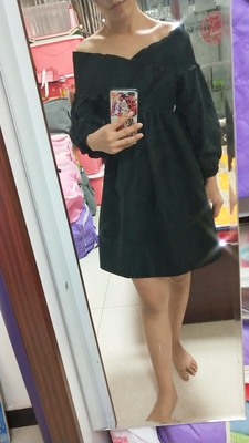 Solid Color Puff Sleeve Dress