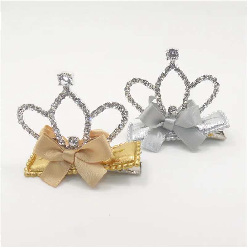 10pcs/lot Silver Tiara Hairpins with Ribbon Handmade Princess Hair