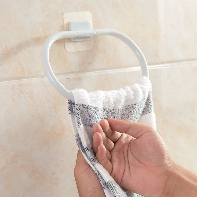 Meyjig ABS Material Punch-free Towel Storage Rack Organizer Kitchen Seamless Rag Hanger Bathroom Hanging Towel Rack Holder3