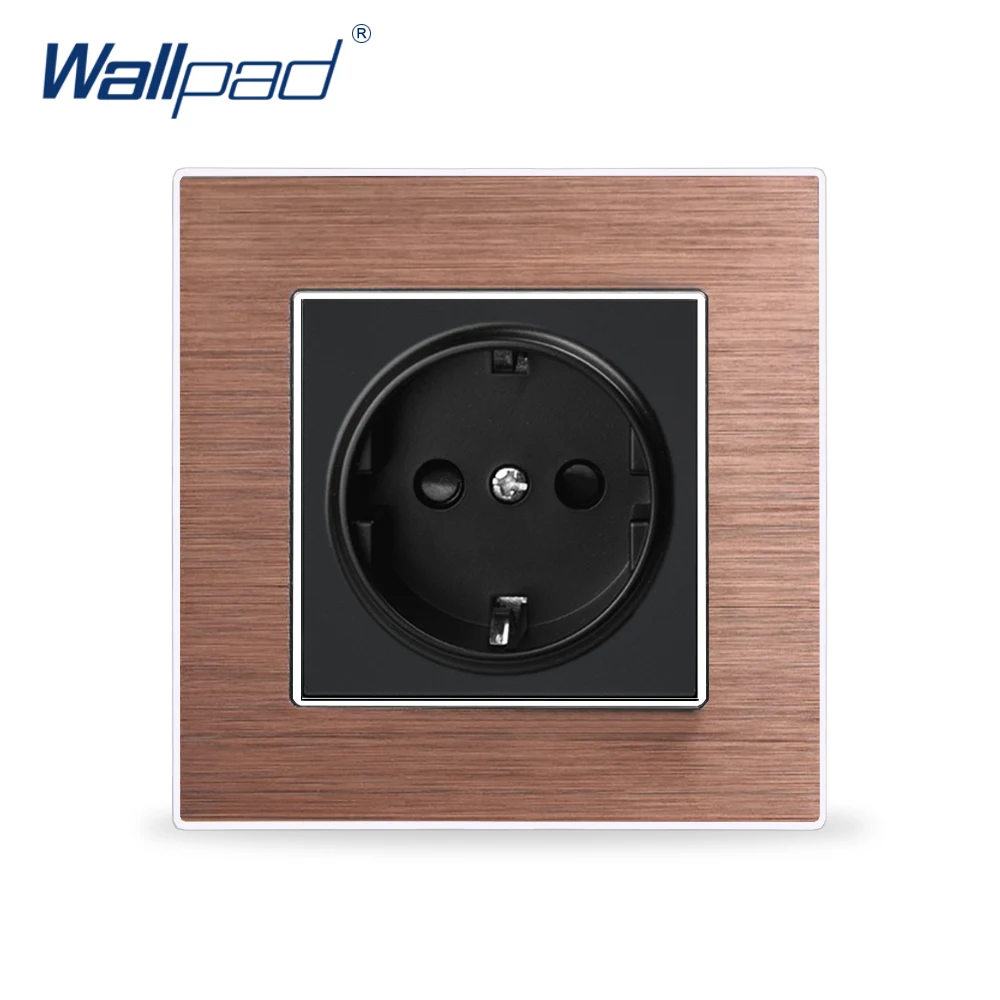 Европейская 2 контактная немецкая розетка Wallpad Роскошная сатиновая