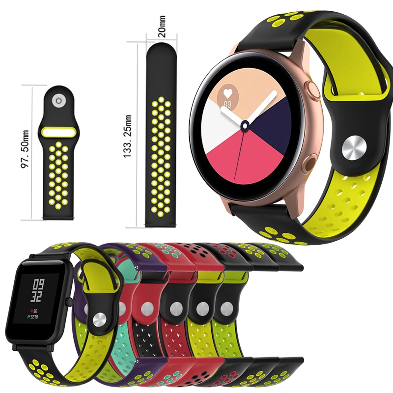 

Double Color Silicone Replacement Watchband For Xiaomi Huami Amazfit Bip Strap Soft TPU Belt For Samsung Galaxy Active Correa