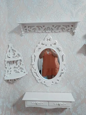 Европейский стиль, деревянный настенный комод, европейский стиль, мини-косметическое зеркало, маленькая семейная модель, комод для спальни, ручная работа - Цвет: Mirror Drawer 2shelf