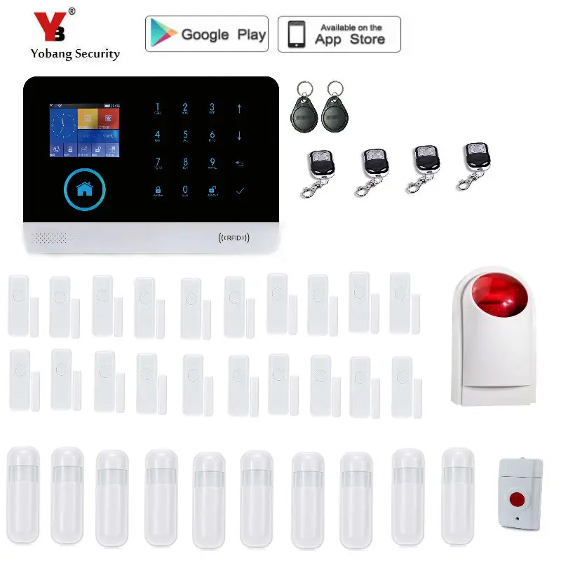 Yobang Security WIFI GSM English German Switchable RFID card Wireless Home Security APP font b Alarm