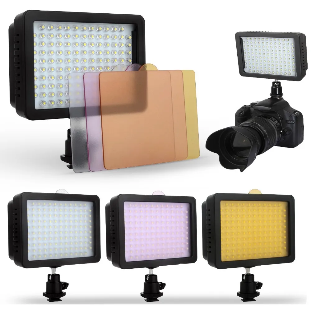 126 LED DSLR Video Camera Dimmable Light Panel 3200K 5600K + Filters