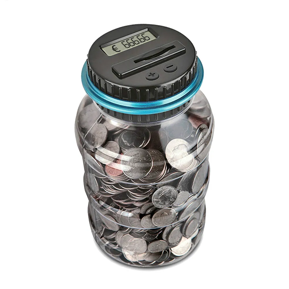 1.8L Piggy Bank Counter Coin Electronic Digital LCD Counting Coin Money Saving Box Jar Coins Storage Box For USD EURO GBP Money