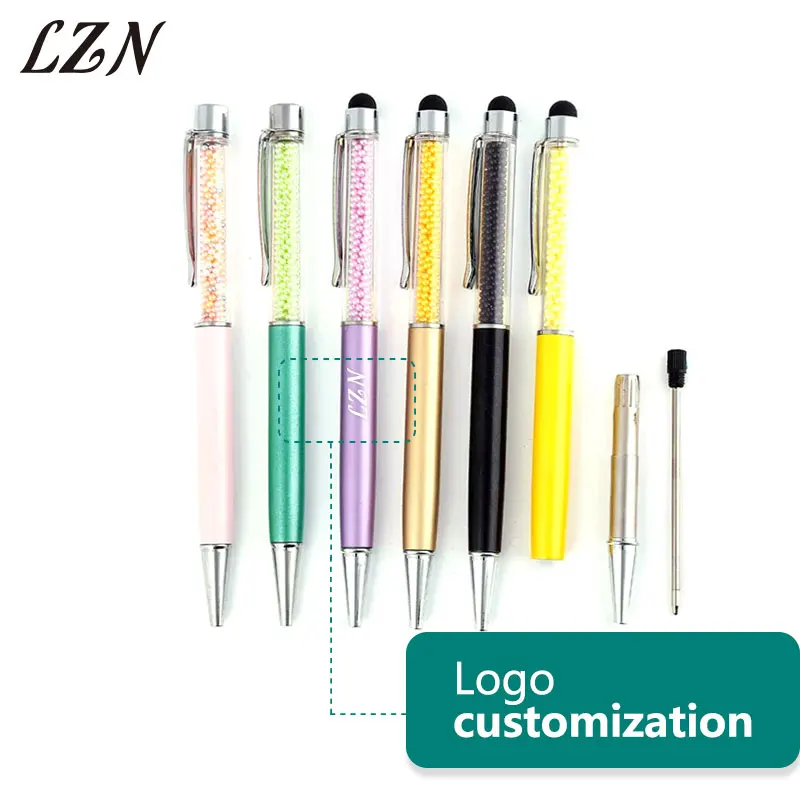 

LZN Fashion Brand High Quality Touch Pens with Mini Round Ball Ballpoint Metal Pens Print Office Logo/Text Free for Promotion